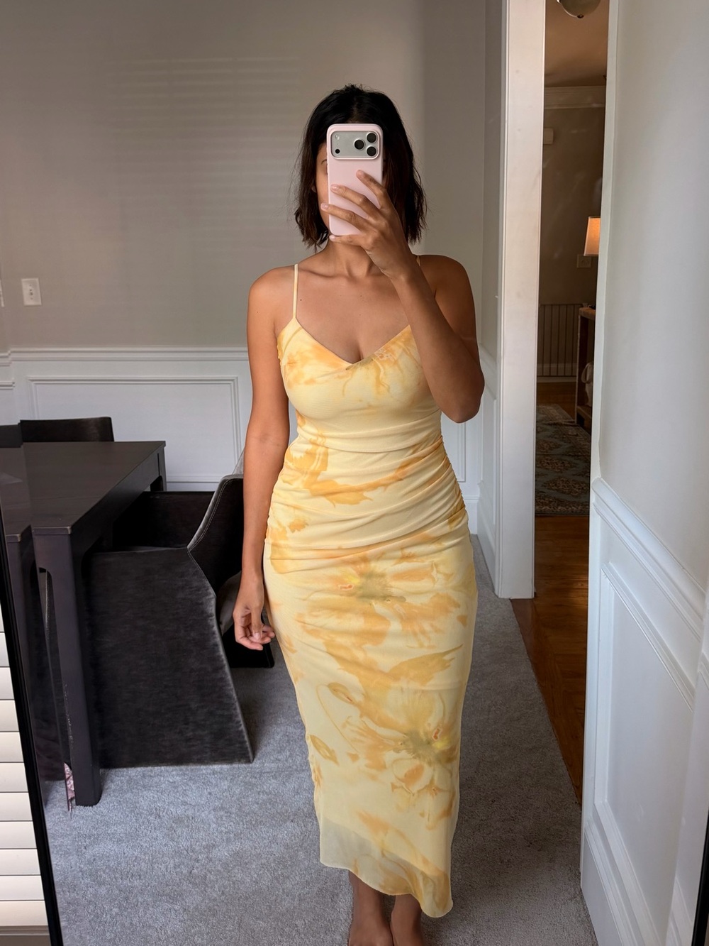 Sleeveless Yellow Floral Slip Dress